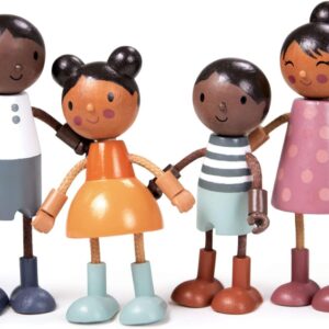 Humming Bird Doll Family - Multicultural Wooden Dolls House Family Set with Flexible Arms and Legs - Inspires Endless Imaginative Play - Age 3+