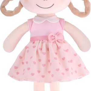 Soft Baby Doll Toy, Suitable for Girls, My First Rag Doll, Perfect Birthday Gift for a 1-Year-Old Girl, Plush Toy, Machine Washable, Suitable for Toddlers, Children, and Babies - Cherry Girl