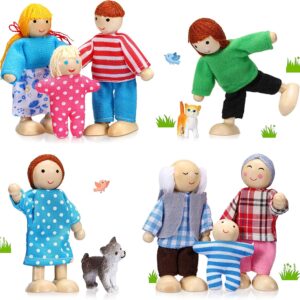 10 Pcs Wooden Dollhouse Set of Mini People Figures Dollhouse Dolls Wooden Doll Pretend Play Figures Accessories(Pretty Style)