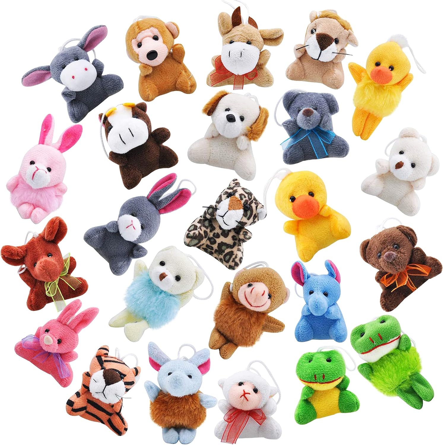 24-Piece Mini Animal Plush Toy Set, Animal Keychain Decorations, Small Plush Toys for Children, Carnival Prizes, School Gifts, Valentine's Day Party Gifts - Image 2